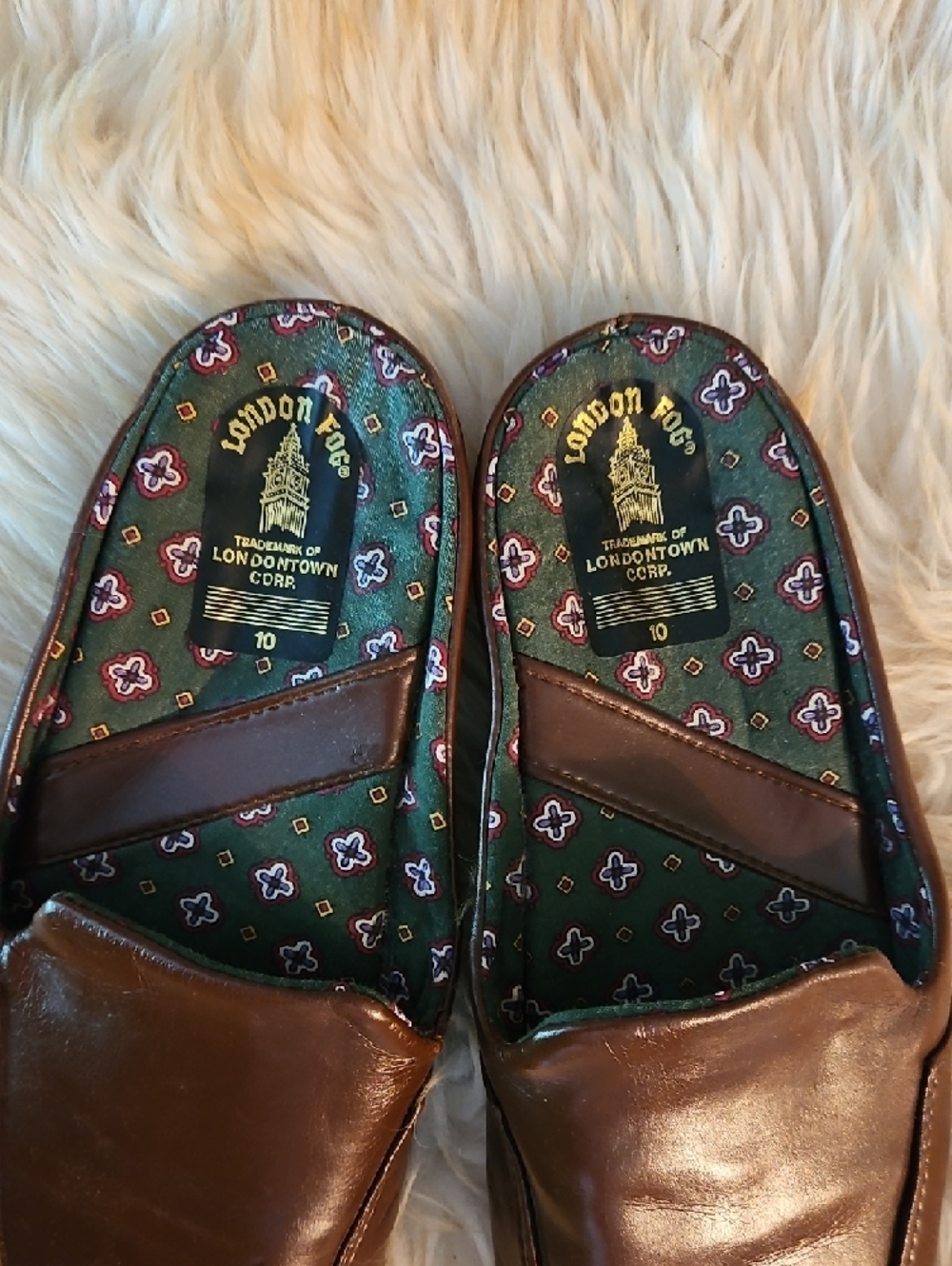 Men's London Fog Brown Leather Slip-On Loafers - Picture 3 of 3